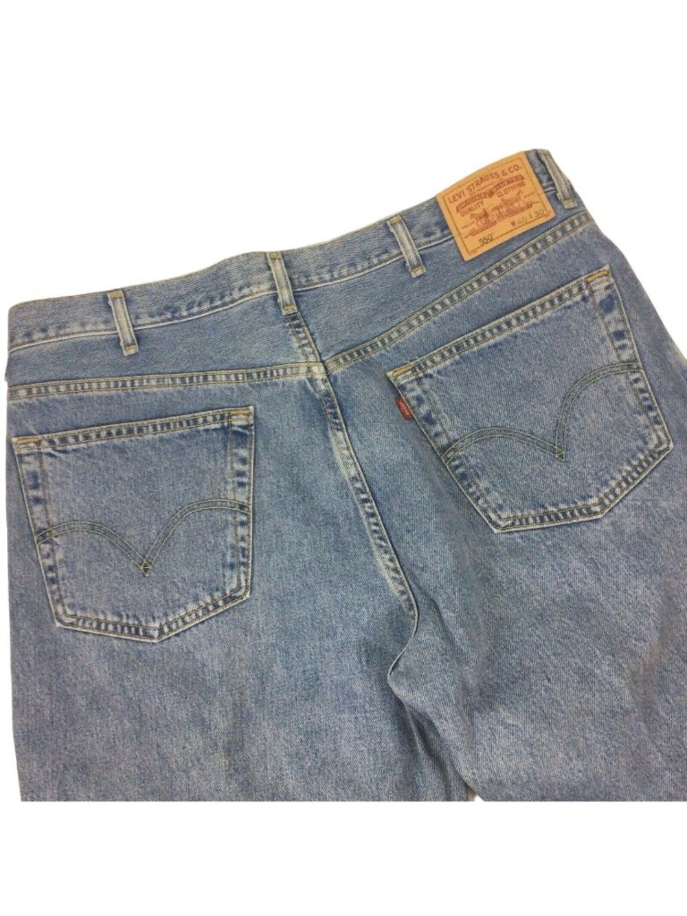 Levis 550 Mens Jeans 40x30 Light Wash Denim Relaxed Fit Tapered Leg Cotton